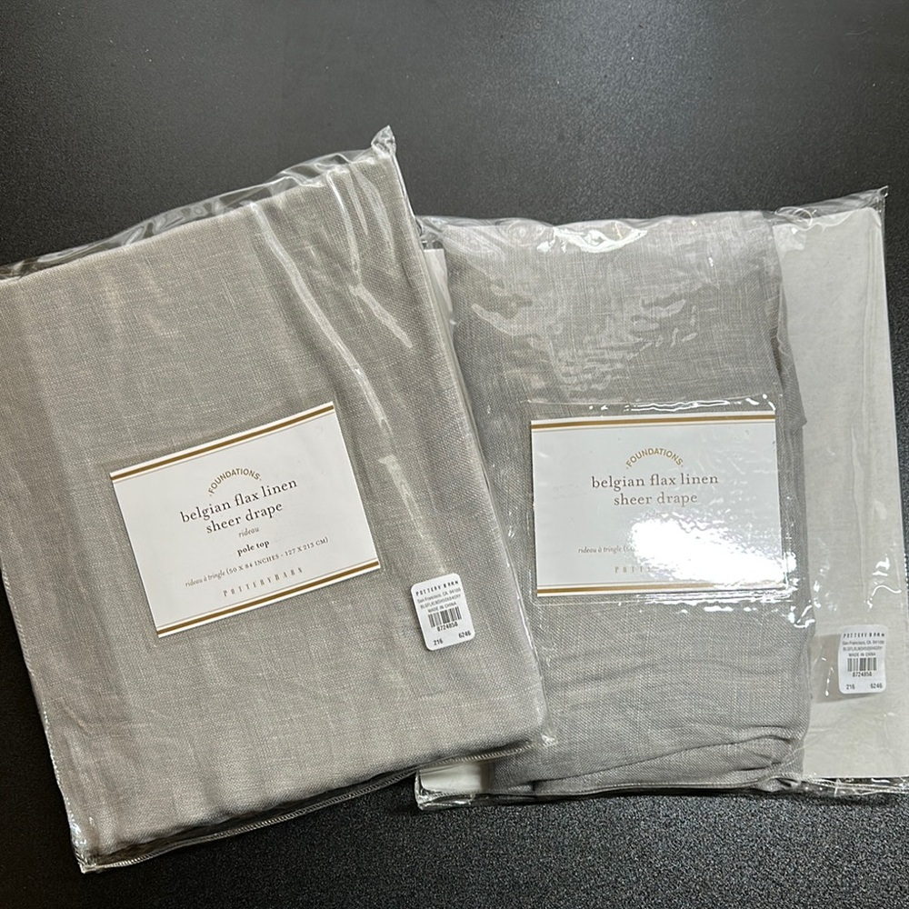 WEEKEND CLEAN OUT..Pottery Barn Belgian Flax Linen Sheer Drapes